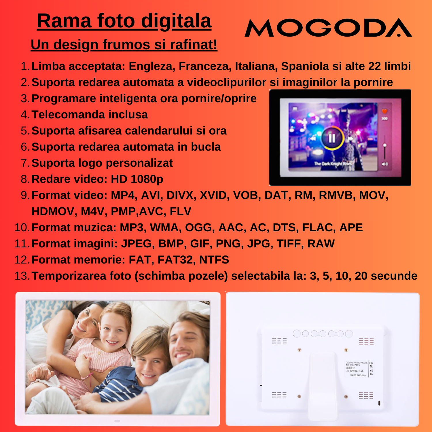 Rama foto digitala Mogoda specificatii multiple.