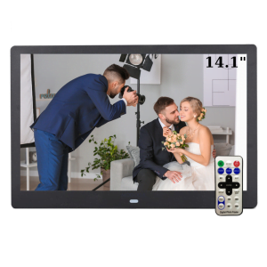 Rama foto digitala multimedia HD, MOGODA®, 1280x800, 14 inch, Slim, Redare Card SD si USB stick, Pentru prezentari comerciale, Poze, Video, Muzica, Calendar, Ceas, Alarma, Telecomanda, Negru