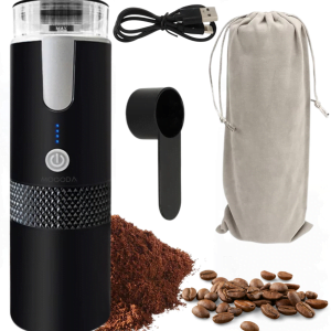 Espressor portabil cu acumulator MOGODA® Premium 3 in 1, 15 bar, 170ml, Cafea sau ceai, Automat la buton, Foarte silentios, Incarcare USB-C 5V, Nu incalzeste apa, Compatibil cu cafea macinata fin si cu capsule de 50x43mm, Negru